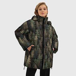 Куртка зимняя женская Лесной камуфляж, цвет: 3D-черный — фото 2