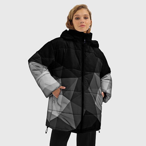 Женская зимняя куртка Abstract gray / 3D-Черный – фото 3