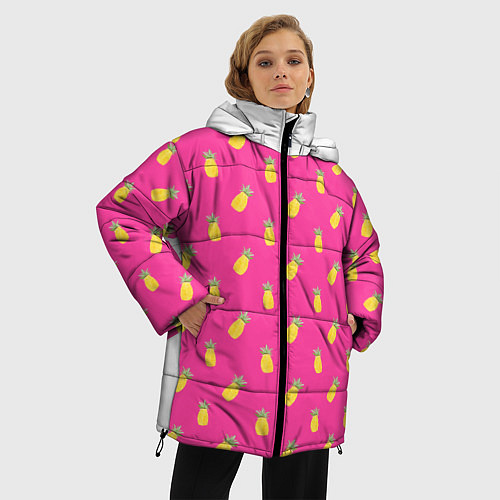 Женская зимняя куртка Ананасы / 3D-Черный – фото 3