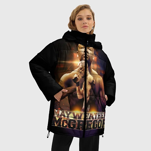 Женская зимняя куртка Mayweather vs McGregor / 3D-Черный – фото 3