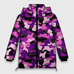 Куртка зимняя женская Камуфляж: фиолетовый/розовый, цвет: 3D-черный