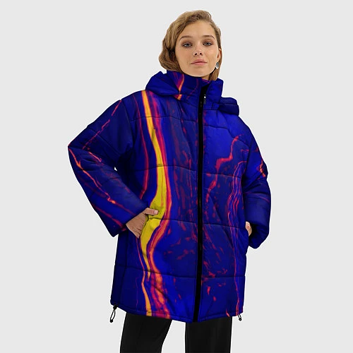 Женская зимняя куртка Ультрафиолетовые разводы / 3D-Черный – фото 3