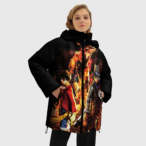 Женская зимняя куртка Ван-Пис / 3D-Черный – фото 3