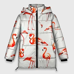 Женская зимняя куртка Оранжевые фламинго