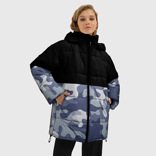 Женская зимняя куртка Камуфляж: черный/голубой / 3D-Черный – фото 3
