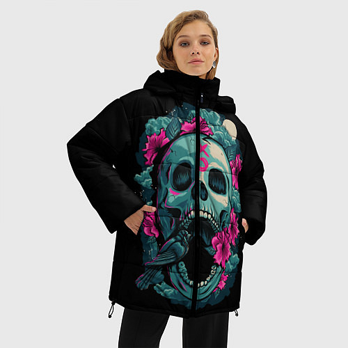 Женская зимняя куртка Dia de Muertos / 3D-Черный – фото 3