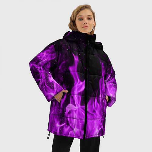 Женская зимняя куртка Фиолетовый огонь / 3D-Черный – фото 3