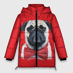 Куртка зимняя женская Довольный мопс: реализм, цвет: 3D-черный