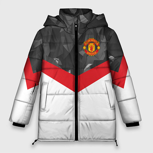 Женская зимняя куртка Man United FC: Grey Polygons / 3D-Красный – фото 1