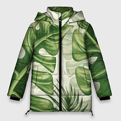 Куртка зимняя женская Тропический папоротник, цвет: 3D-черный