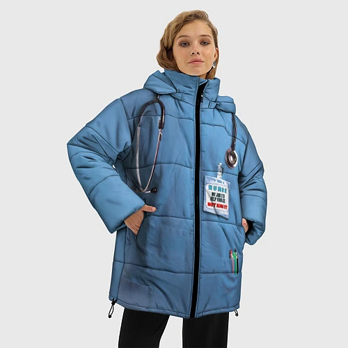 Женская зимняя куртка Костюм врача / 3D-Черный – фото 3