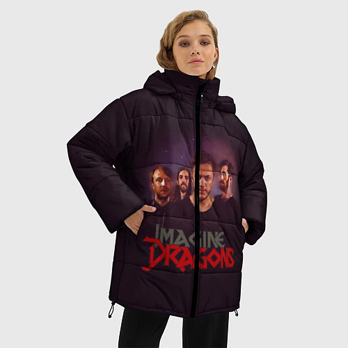 Женская зимняя куртка Группа Imagine Dragons / 3D-Красный – фото 3