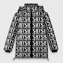 Куртка зимняя женская BTS K-pop pattern, цвет: 3D-черный