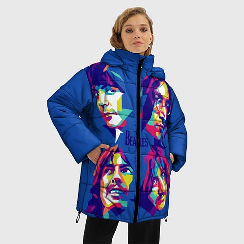 Женская зимняя куртка The Beatles: Faces / 3D-Черный – фото 3