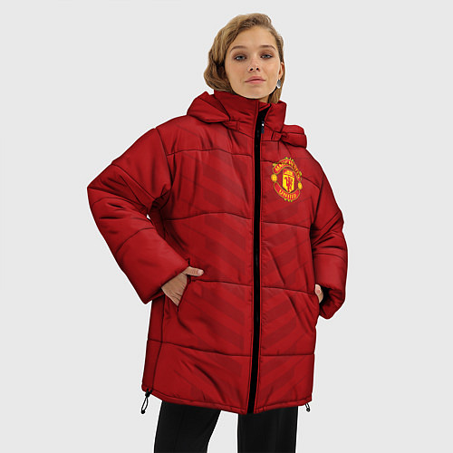 Женская зимняя куртка Manchester United: Red Lines / 3D-Черный – фото 3