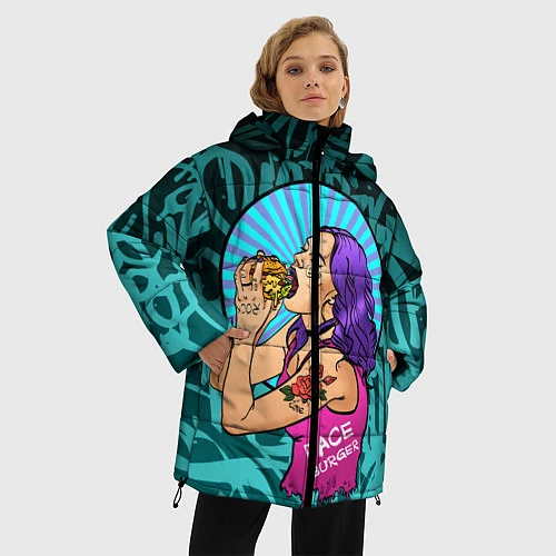 Женская зимняя куртка Face: Бургер / 3D-Черный – фото 3