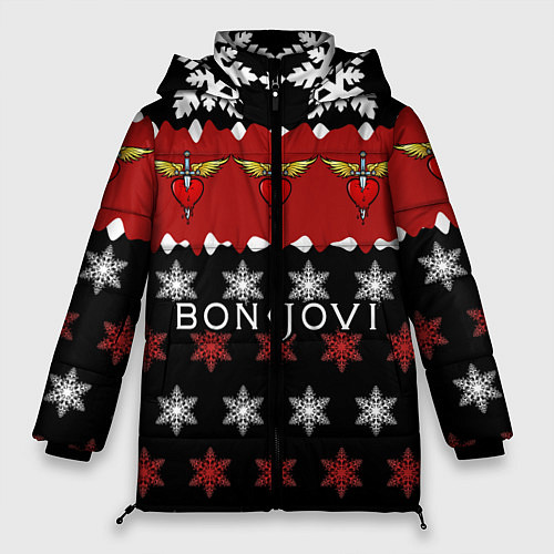 Женская зимняя куртка Праздничный Bon Jovi / 3D-Красный – фото 1