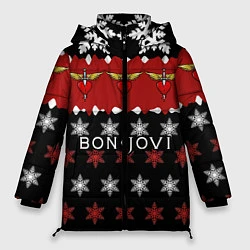 Куртка зимняя женская Праздничный Bon Jovi, цвет: 3D-красный