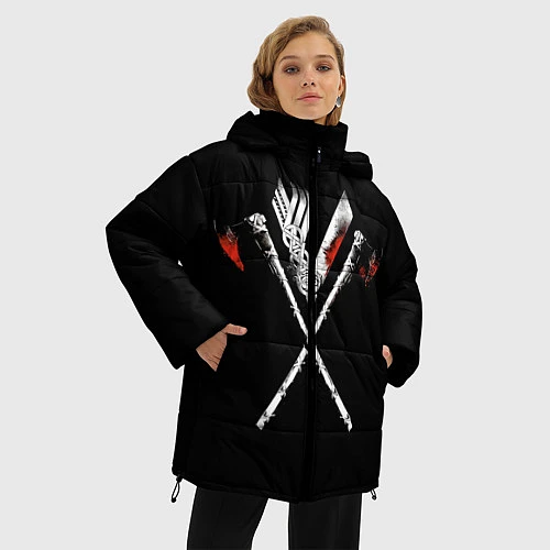 Женская зимняя куртка Викинги / 3D-Черный – фото 3