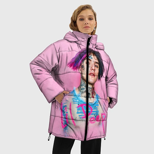 Женская зимняя куртка Lil Peep: Pink Style / 3D-Светло-серый – фото 3