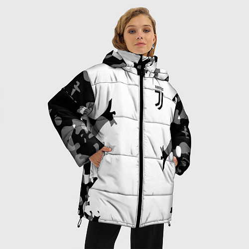 Женская зимняя куртка FC Juventus: White Original / 3D-Черный – фото 3
