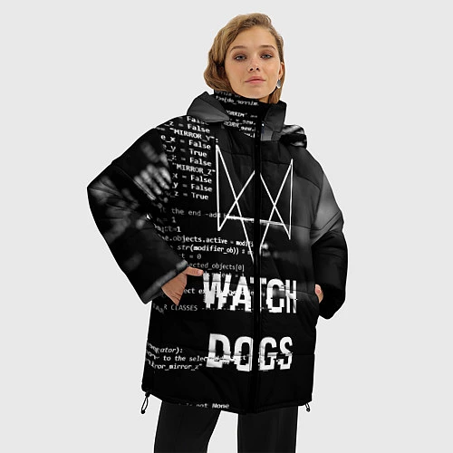 Женская зимняя куртка Watch Dogs: Hacker / 3D-Черный – фото 3