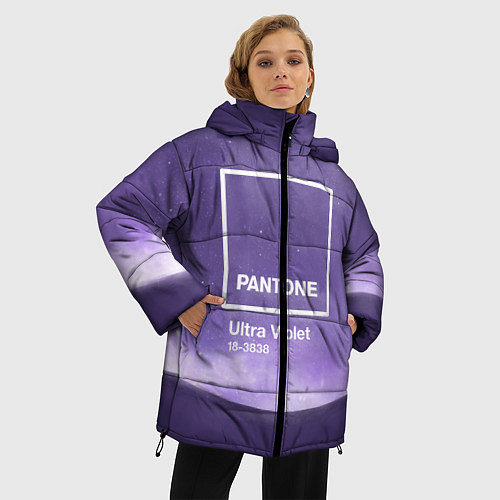 Женская зимняя куртка Pantone: Ultra Violet Space / 3D-Черный – фото 3