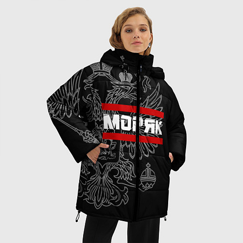 Женская зимняя куртка Моряк: герб РФ / 3D-Черный – фото 3