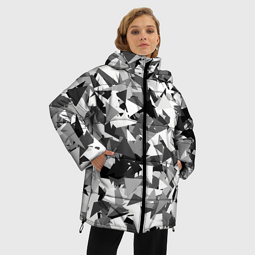 Женская зимняя куртка Городской серый камуфляж / 3D-Черный – фото 3