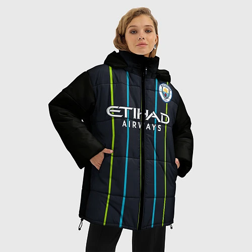 Женская зимняя куртка FC Manchester City: Away 18/19 / 3D-Черный – фото 3