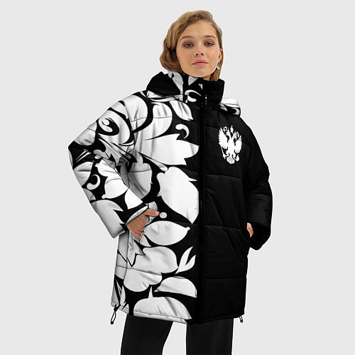 Женская зимняя куртка Russia: B&W Floral / 3D-Черный – фото 3