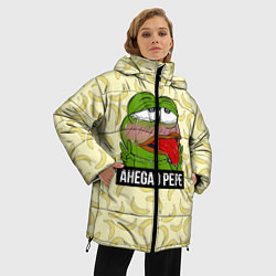 Куртка зимняя женская Ahegao Pepe, цвет: 3D-светло-серый — фото 2