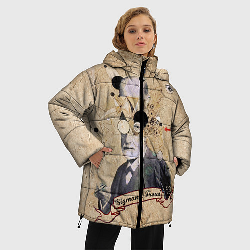Женская зимняя куртка Зигмунд Фрейд / 3D-Светло-серый – фото 3