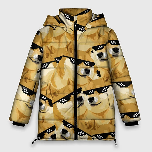 Женская зимняя куртка Doge: Deal with it / 3D-Красный – фото 1
