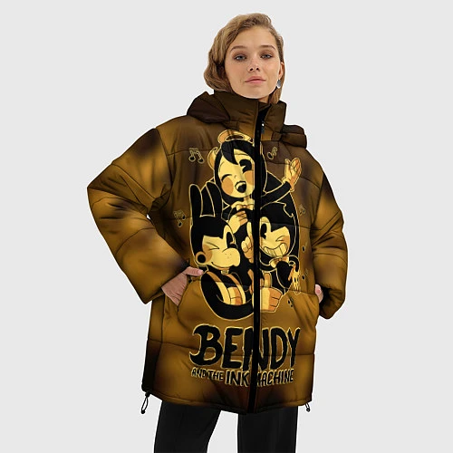 Женская зимняя куртка Bendy and the ink machine / 3D-Красный – фото 3