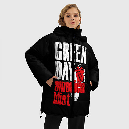 Женская зимняя куртка Green Day: American Idiot / 3D-Черный – фото 3