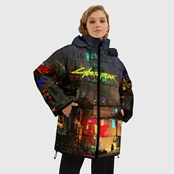 Куртка зимняя женская Cyberpunk 2077: Night City, цвет: 3D-черный — фото 2