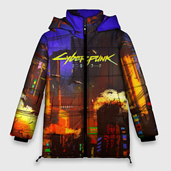 Куртка зимняя женская Cyberpunk 2077: Night City, цвет: 3D-красный