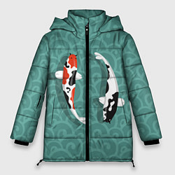 Куртка зимняя женская Японские рыбки, цвет: 3D-черный