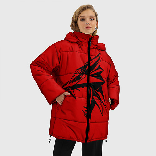 Женская зимняя куртка Оскал Ведьмака / 3D-Черный – фото 3