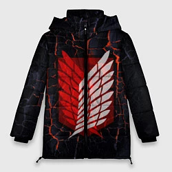 Куртка зимняя женская Атака Титанов: раскаленная лава, цвет: 3D-черный