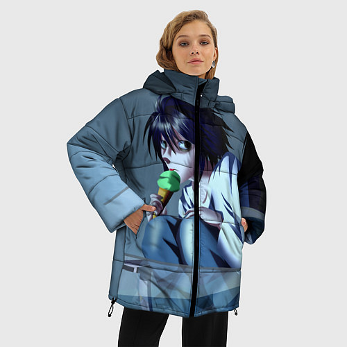 Женская зимняя куртка L ест мороженое / 3D-Черный – фото 3