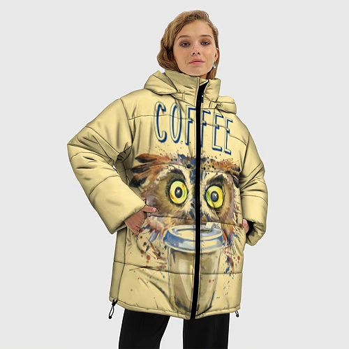 Женская зимняя куртка Owls like coffee / 3D-Черный – фото 3