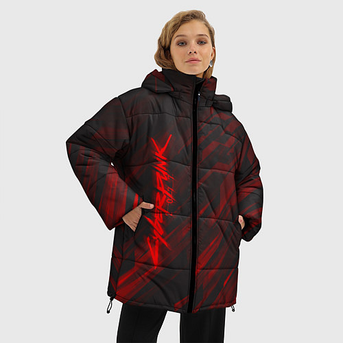 Женская зимняя куртка Cyberpunk 2077: Red Breaks / 3D-Черный – фото 3