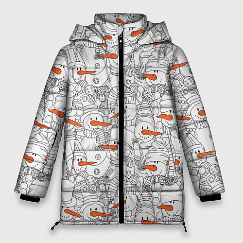 Женская зимняя куртка Зимние снеговики / 3D-Красный – фото 1