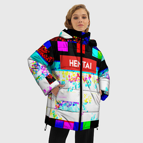 Женская зимняя куртка Hentai Glitch 2 / 3D-Черный – фото 3