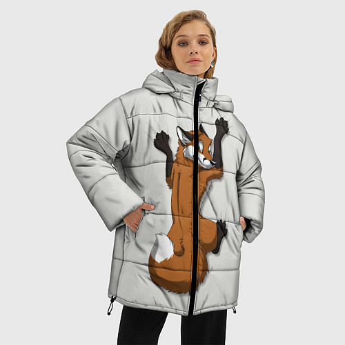 Женская зимняя куртка Лис вцепился / 3D-Черный – фото 3