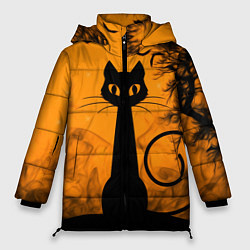Куртка зимняя женская Halloween Cat, цвет: 3D-красный