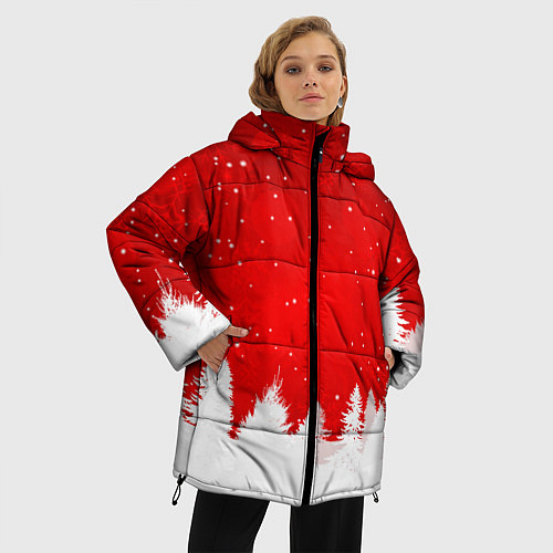 Женская зимняя куртка Christmas pattern / 3D-Красный – фото 3