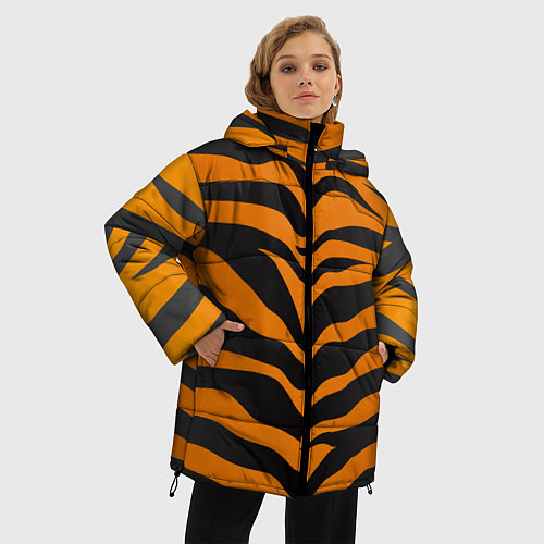 Женская зимняя куртка Шкура тигра / 3D-Черный – фото 3